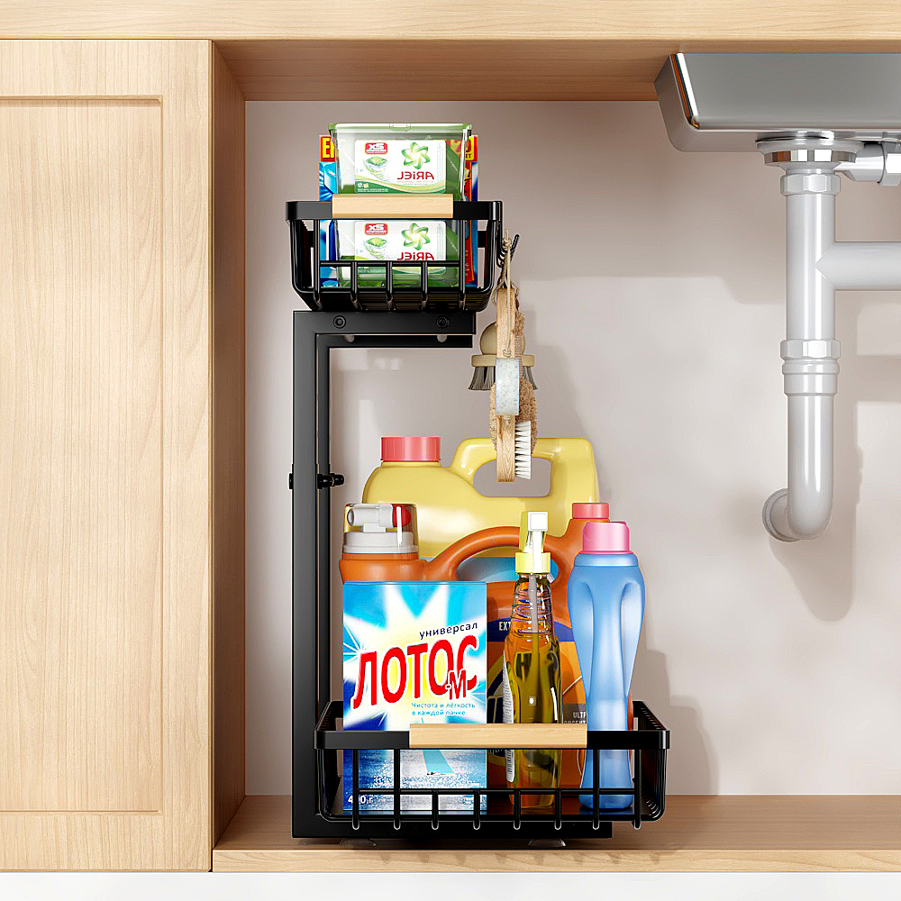 细节控必看!厨房置物架建模渲染图,螺丝纹理都能看清