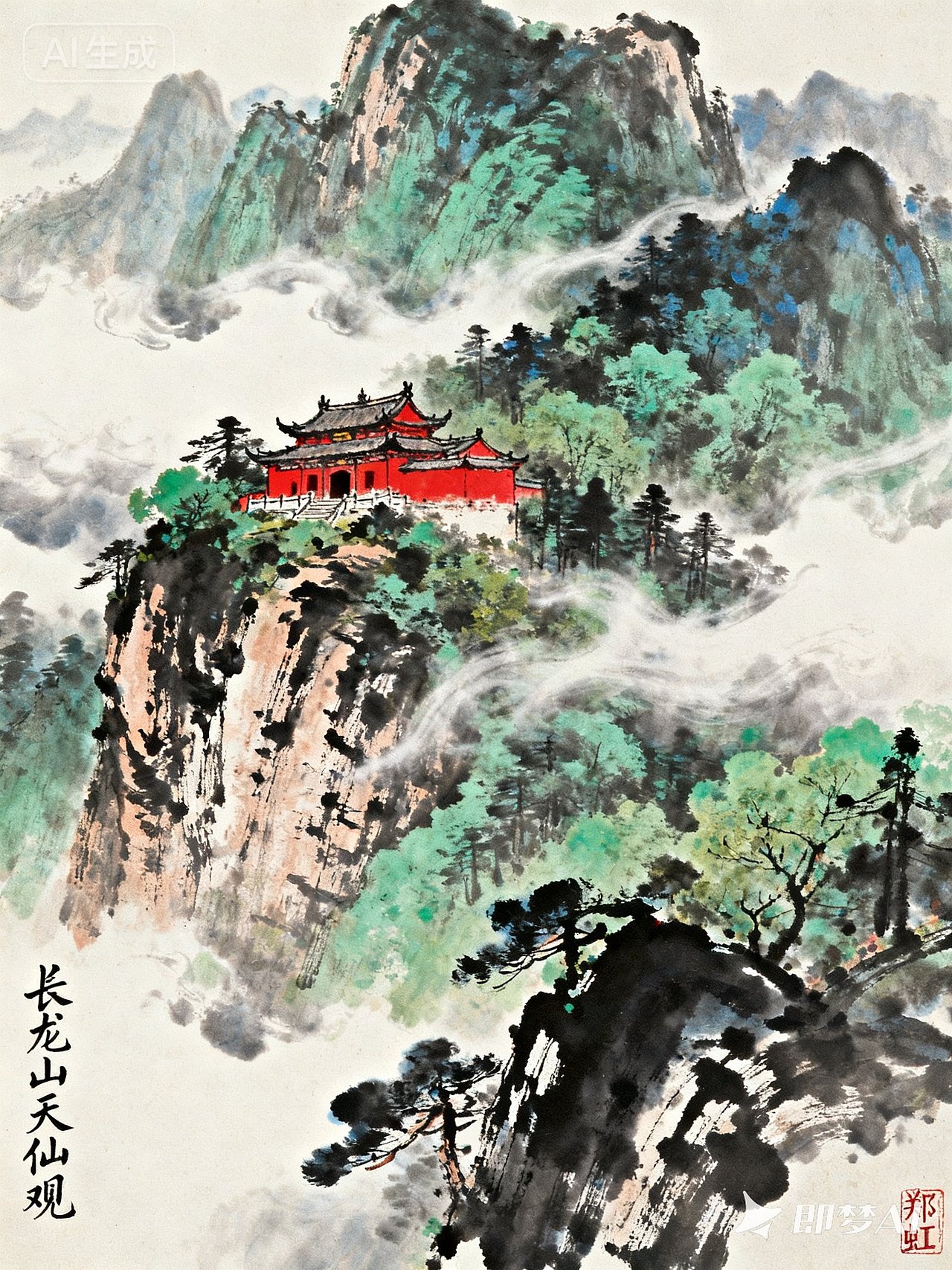 《长龙山天仙观图》（图ZMzk4MTk3Njgw） - AI作品 - 站酷设计师Z560259037原创素材 - 站酷ZCOOL
