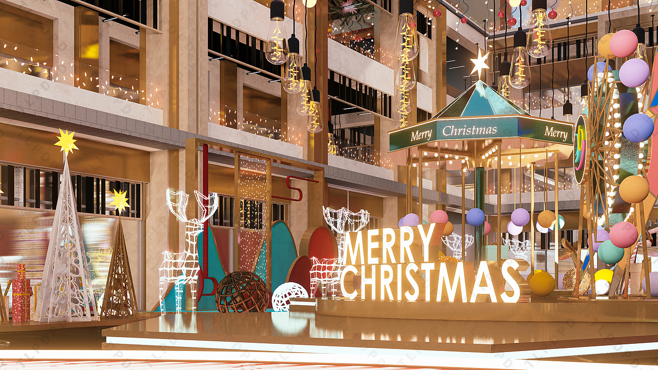 2026马年新年圣诞美陈,商场新年圣礼物盲盒