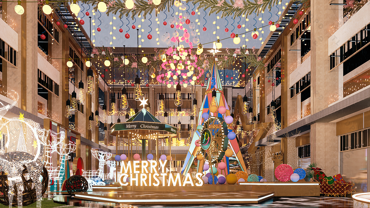 圣诞节商业美陈布置,圣诞树,圣诞节灯光亮化（图ZMzk4MjAyOTk2） - 展陈设计 - 站酷设计师美陈设计师原创素材 - 站酷ZCOOL