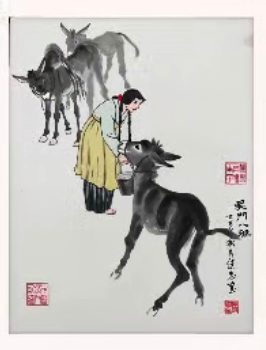 《喂驴图》太漂亮了!黄胄再传弟子安德兴作品,黄胄作
