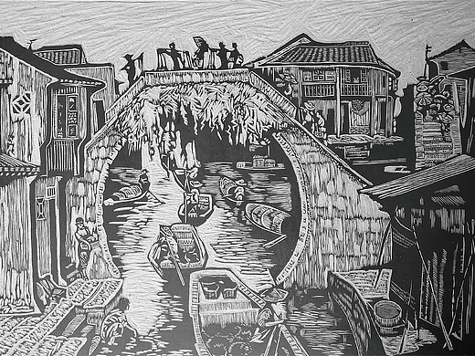 墨韵共生「刀刻三千年水纹，纸承一方江南」| 木刻版画
