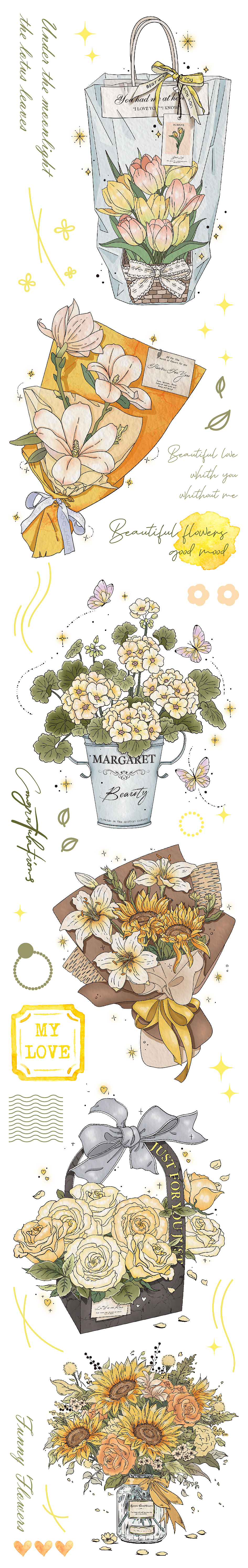 手绘花束（图ZMzk4MjM2MzQw） - 商业插画 - 站酷设计师MorrisLin原创素材 - 站酷ZCOOL