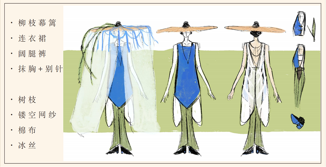 裙子侧面可自主选择开口大小，裤子侧面松紧带，全体型适配