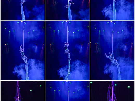 深蓝舞台绸吊上，光影芭蕾勇绽芳华