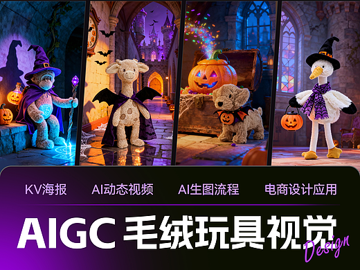 AIGC毛绒玩具节庆电商视觉|万圣节中秋节动画短片