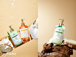 《洗发水、沐浴露套装》- 产品场景精修图