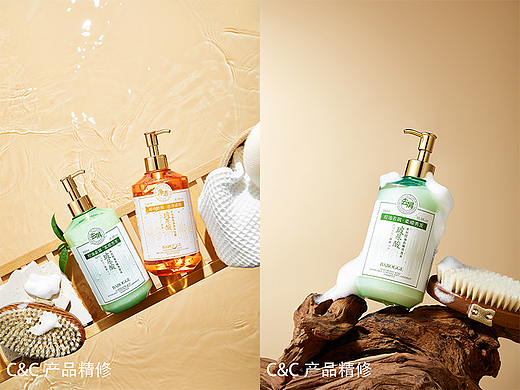 《洗发水、沐浴露套装》- 产品场景精修图