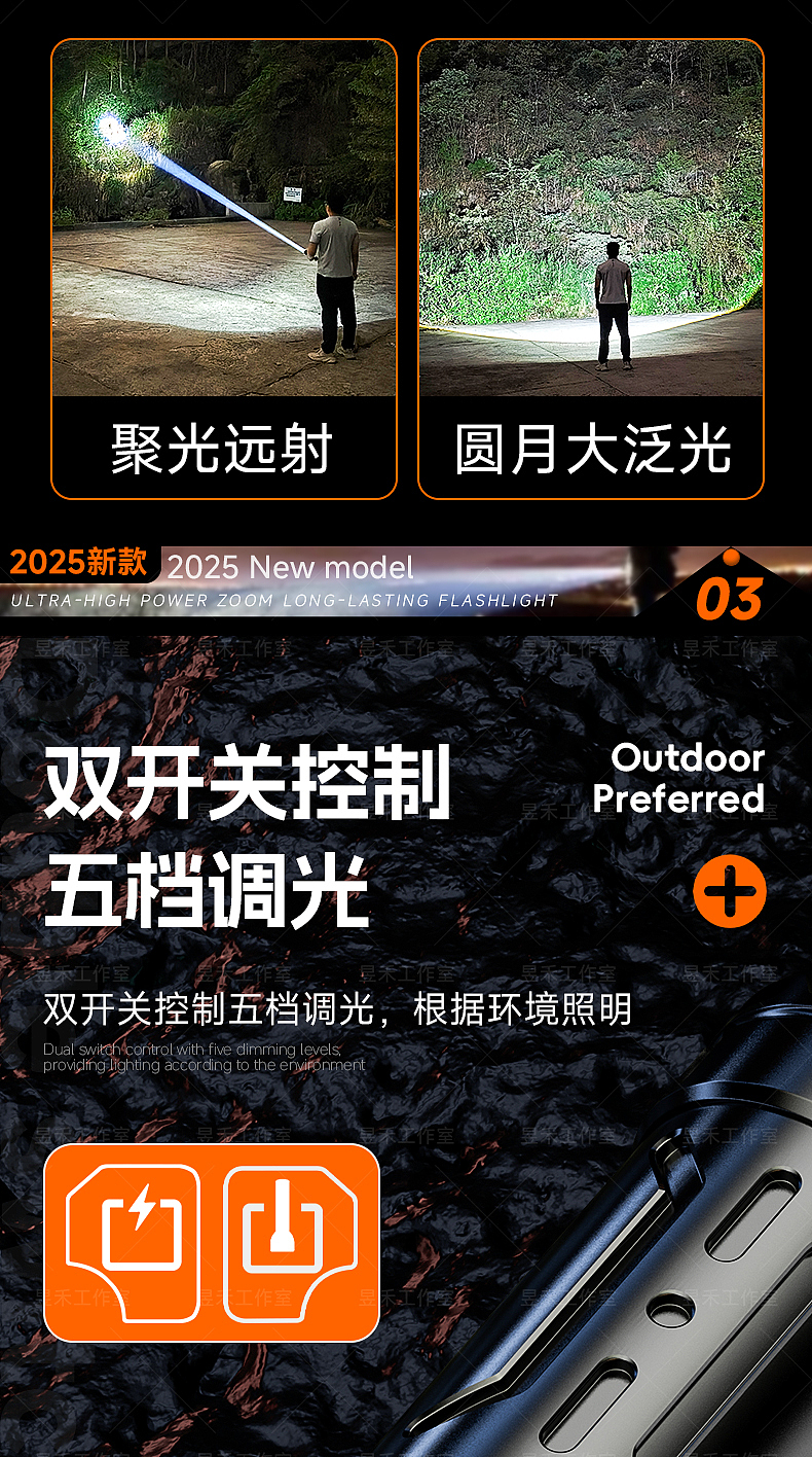 白激光变焦手电，产品建模，渲染，详情页、主图制作（图ZMzk4MzM0MDEy） - 电商 - 站酷设计师昱禾设计原创素材 - 站酷ZCOOL