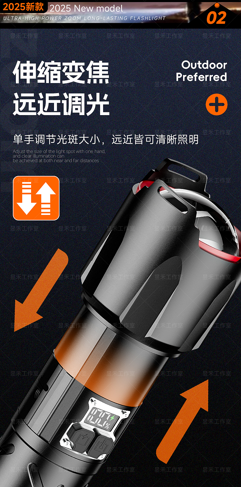 白激光变焦手电，产品建模，渲染，详情页、主图制作（图ZMzk4MzM0MDA4） - 电商 - 站酷设计师昱禾设计原创素材 - 站酷ZCOOL