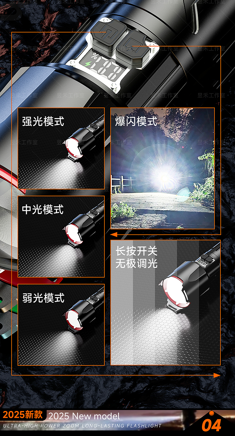 白激光变焦手电，产品建模，渲染，详情页、主图制作（图ZMzk4MzM0MDE2） - 电商 - 站酷设计师昱禾设计原创素材 - 站酷ZCOOL