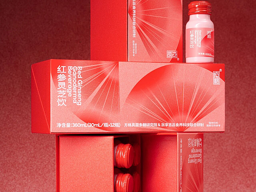 原创包装设计丨胡庆余堂方格·红参灵芝饮丨展开设计