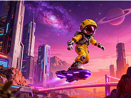 赛博星途:霓虹都市的太空漫游者