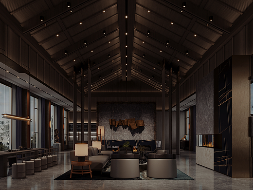 商业会所大堂室内表现