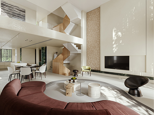 山屿湖现代别墅私宅空间客餐厅SU模型下载