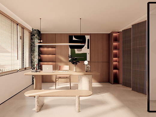 山屿湖现代别墅私宅空间书房SU模型下载