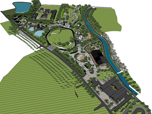 光明小镇欢乐田元SU模型下载