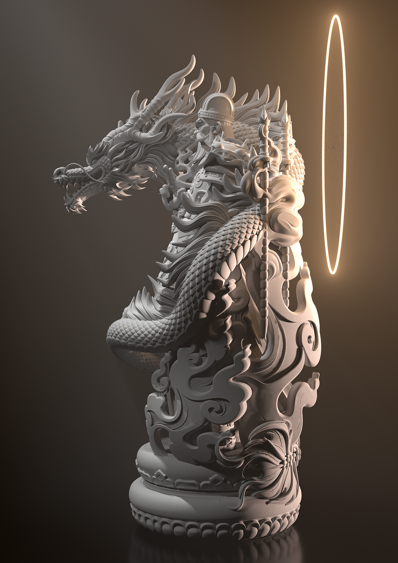 3D雕塑 《绝龙岭》闻仲闻太师