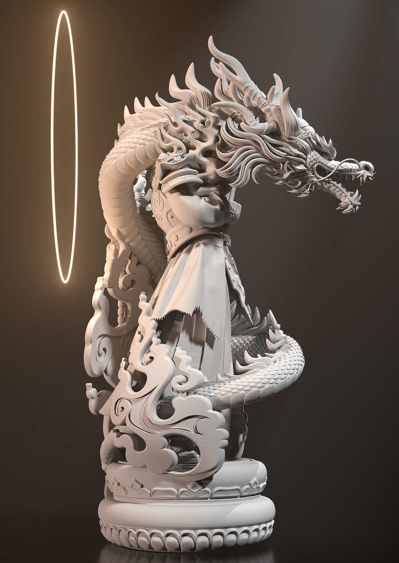 3D雕塑 《绝龙岭》闻仲闻太师