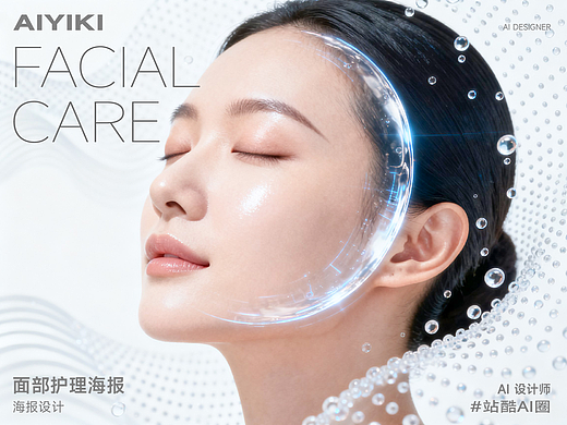 面部清洁护理海报设计丨站酷AI圈