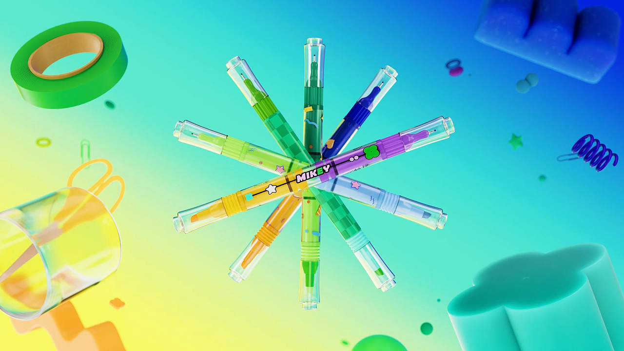 C4D动态学员麦奇—彩色笔动态（图ZMzk4MzkxNTg4） - 产品 - 站酷设计师C4D杨帆原创素材 - 站酷ZCOOL