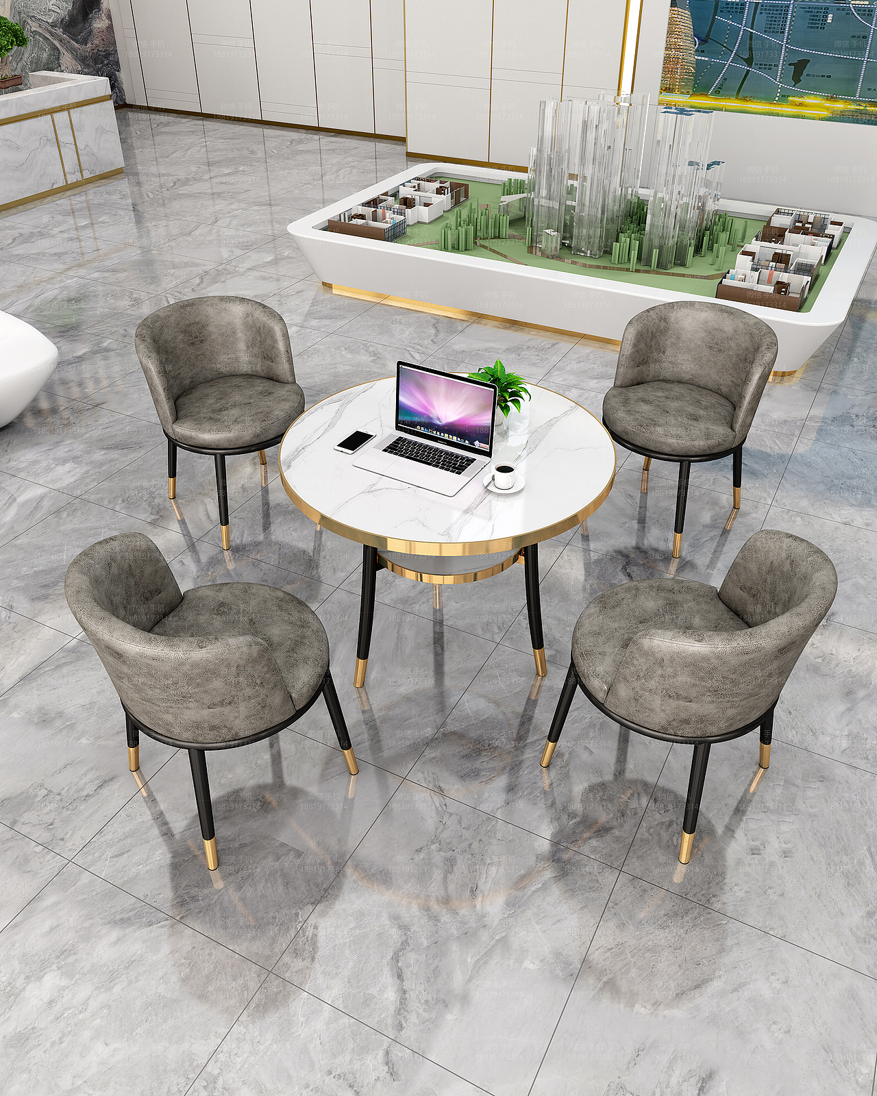 接待洽谈桌椅 售楼处洽谈桌椅 家具3D家具效果图 椅子