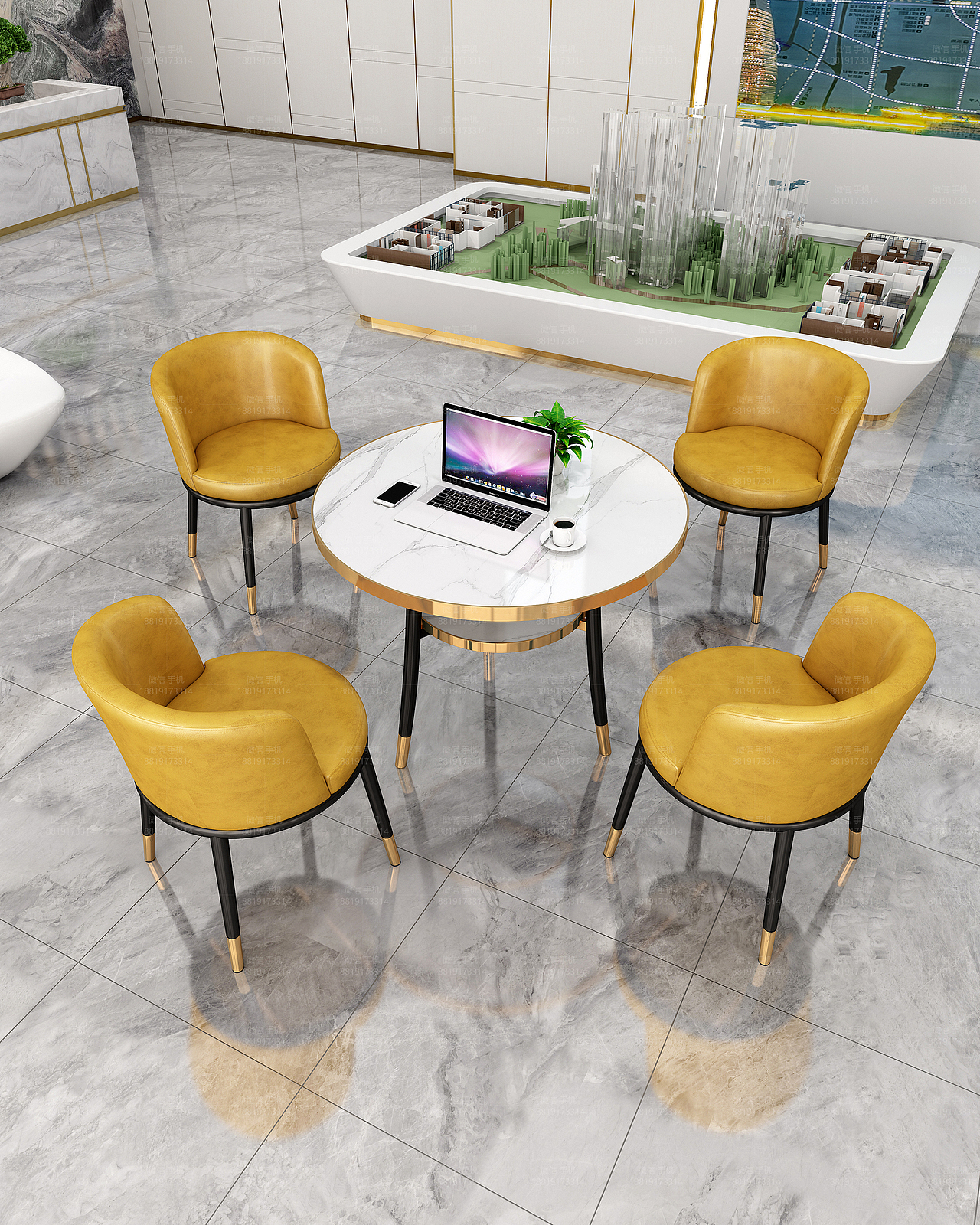 接待洽谈桌椅 售楼处洽谈桌椅 家具3D家具效果图 椅子