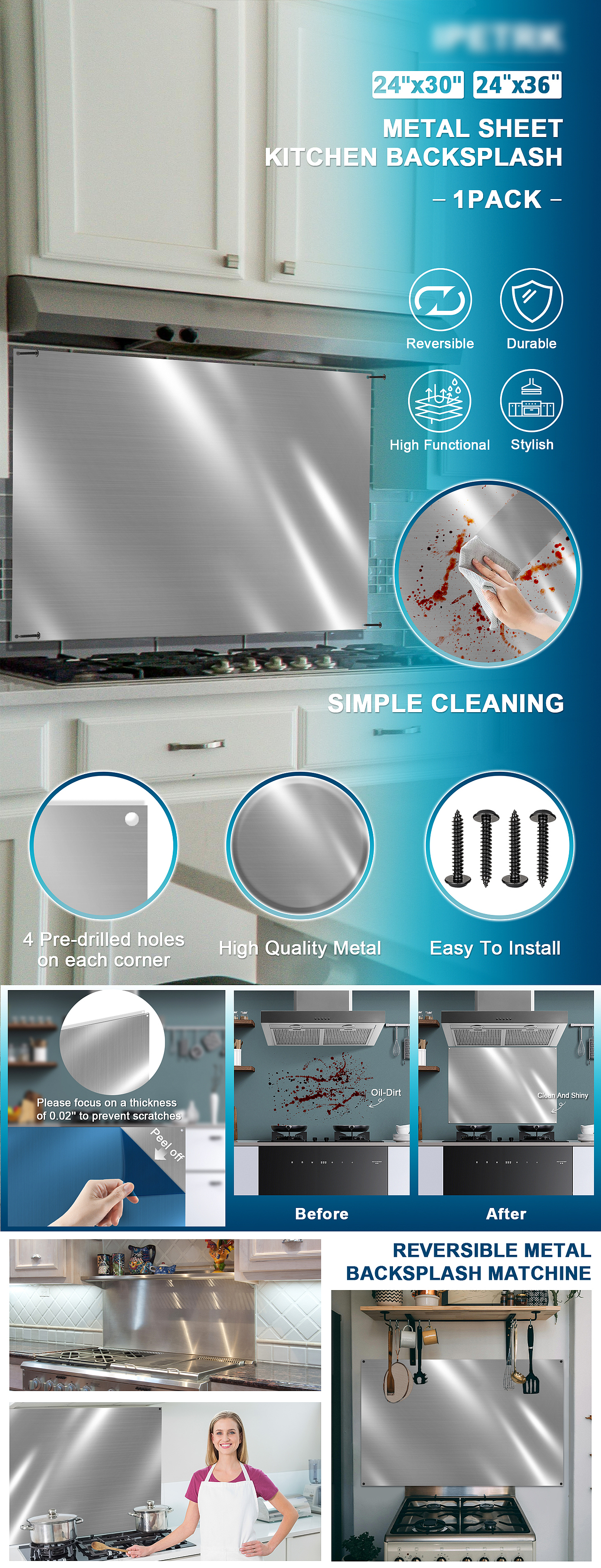 亚马逊-【厨房不锈钢板】主图/A+制作