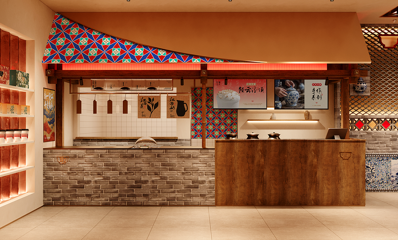 江茶三千 | 一茶知江西 · 国风美学茶饮空间(图ZMzk4NDE3NDk2) - 酒店餐饮设计 - 站酷设计师魔戏空间设计原创素材 - 站酷ZCOOL