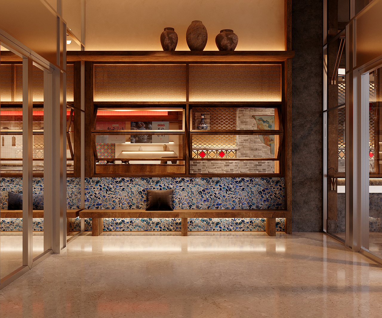 江茶三千 | 一茶知江西 · 国风美学茶饮空间(图ZMzk4NDE3NDY4) - 酒店餐饮设计 - 站酷设计师魔戏空间设计原创素材 - 站酷ZCOOL