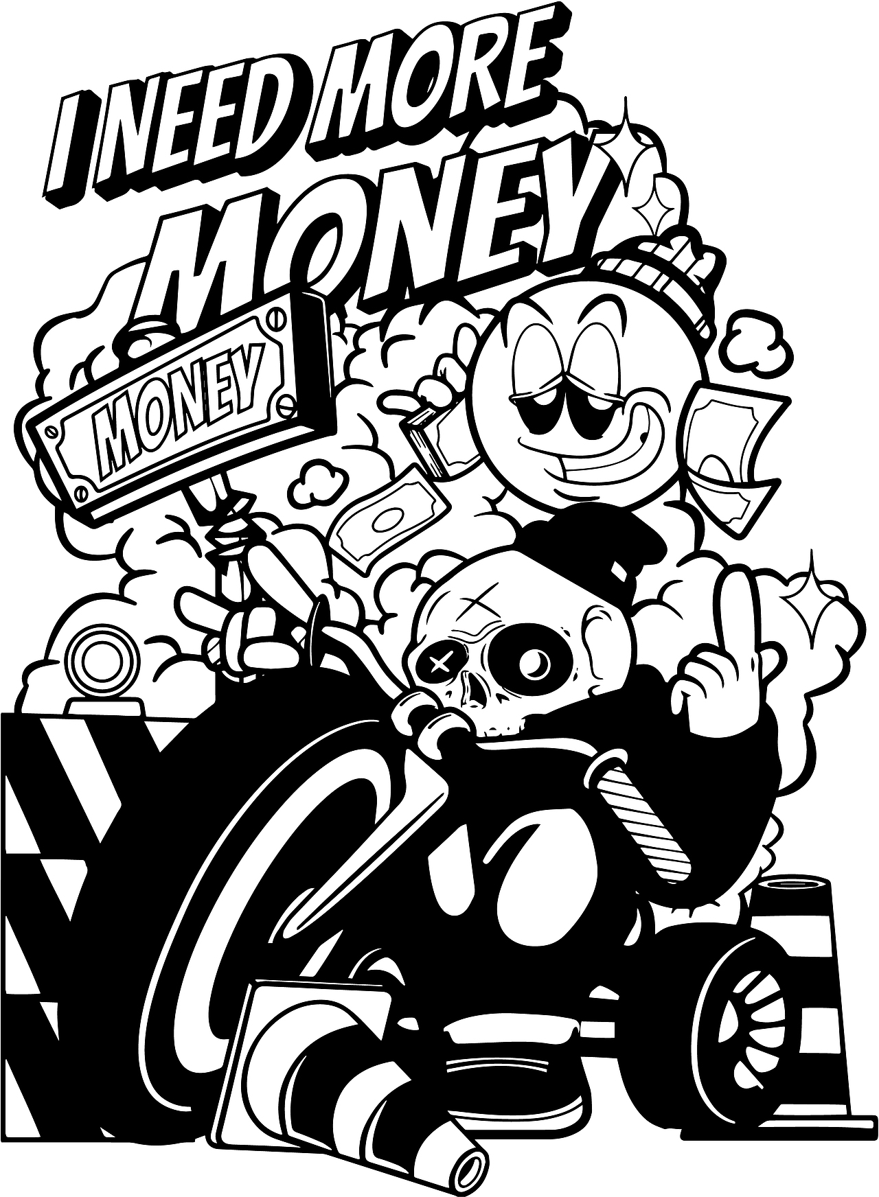 万圣节之骑摩托的骷髅人～（图ZMzk4NDI4NTA4） - 新锐潮流插画 - 站酷设计师三猫的插画世界原创素材 - 站酷ZCOOL