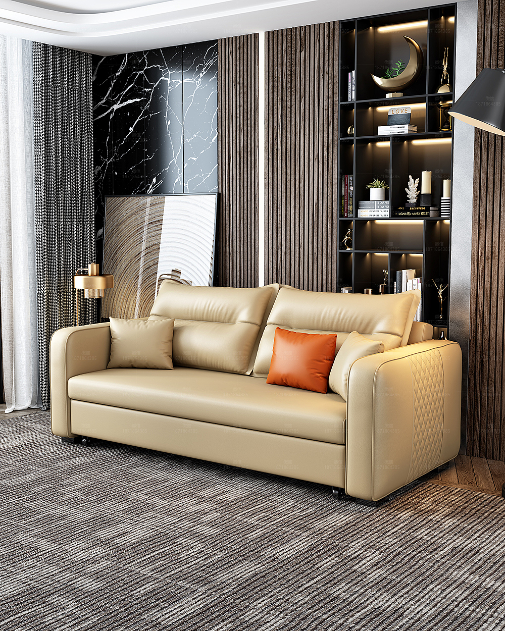 奶油风真皮沙发 沙发床 沙发 家具 电商家具效果图（图ZMzk4NDMyMDY4） - 生活用品 - 站酷设计师梦景设计原创素材 - 站酷ZCOOL