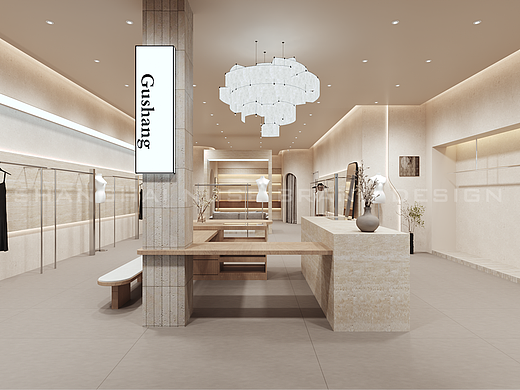 洞石+木作的温柔暴击!女装店凭“质感空间”直接封神