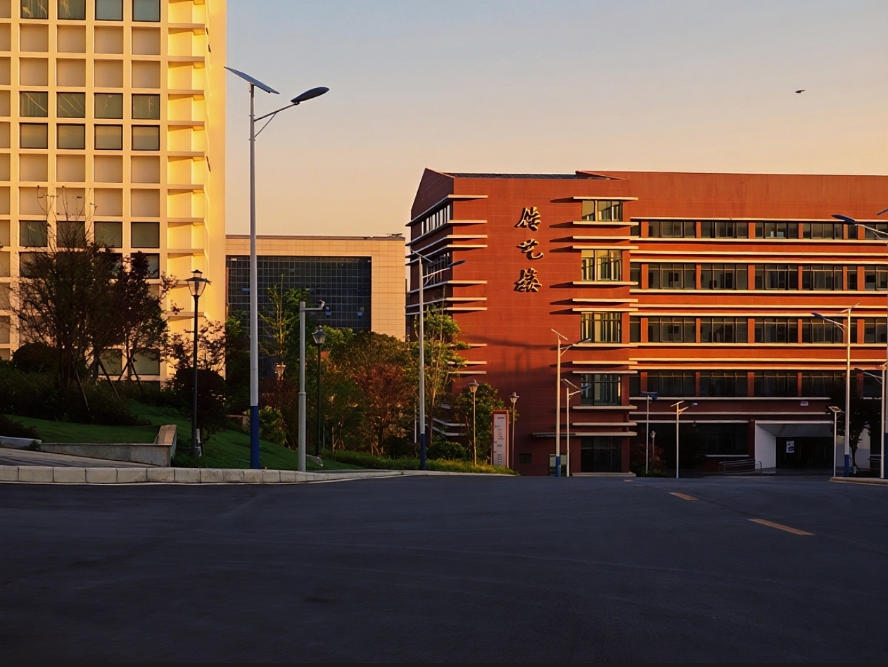 落日余晖洒满校园,每一栋楼都染上了温柔的色彩。📚