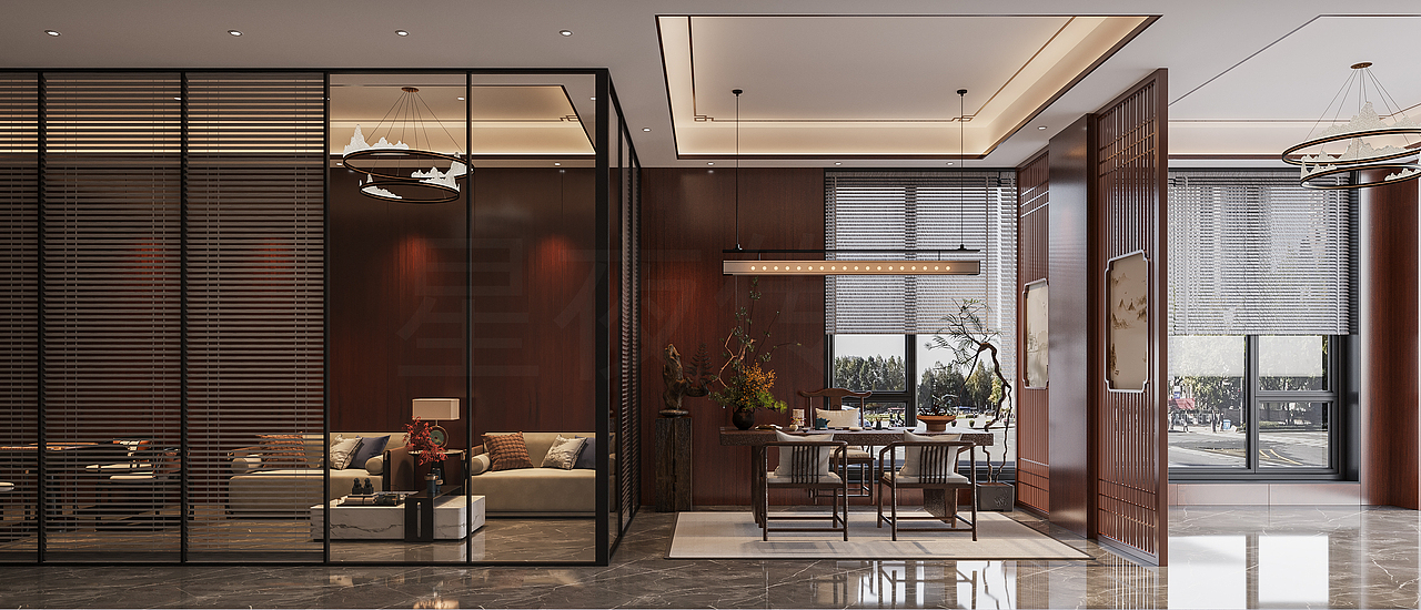 新中式大气木色搭配 尊贵典雅（图ZMzk4NTE2MDY4） - 商业空间设计 - 站酷设计师Z566118354原创素材 - 站酷ZCOOL