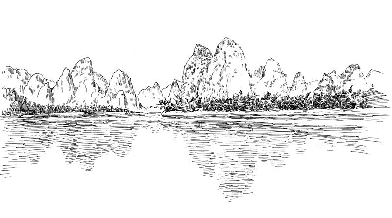 钢笔画手绘美景