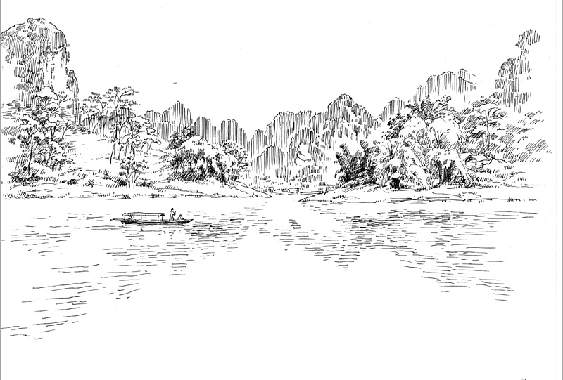 钢笔画手绘美景