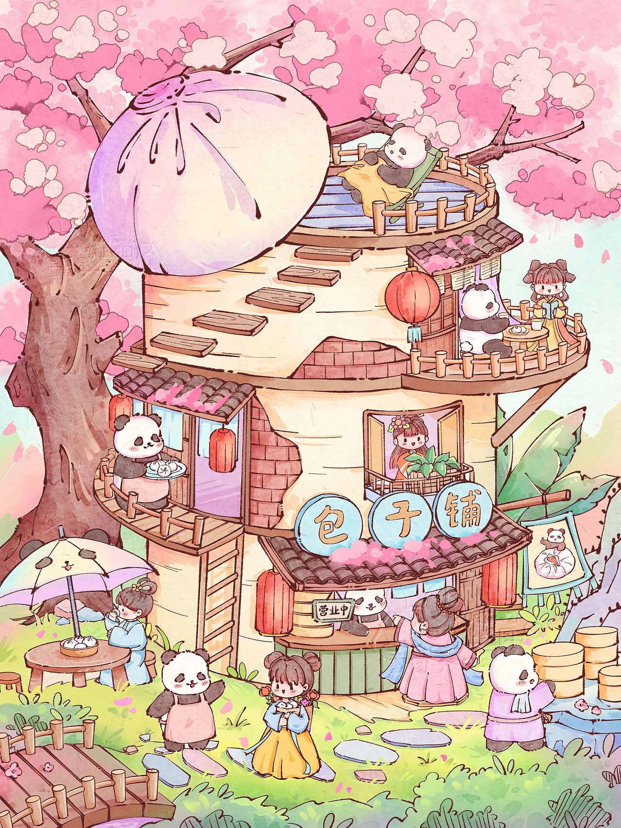 2025插画年中总结 | 国风造景插画合集（图ZMzk4NTIzOTEy） - 商业插画 - 站酷设计师画画的雪团子原创素材 - 站酷ZCOOL