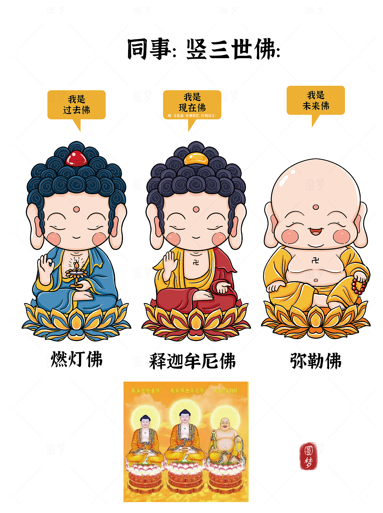 Q版阿弥陀佛与同事系列插画（图ZMzk4NTI4OTc2） - IP形象 - 站酷设计师圆梦0702原创素材 - 站酷ZCOOL