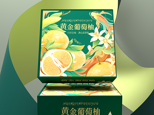 黄金葡萄柚插画包装礼盒