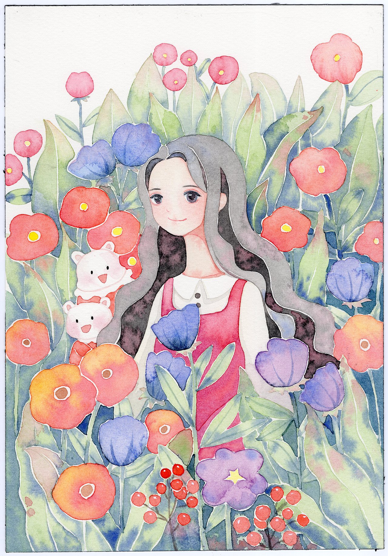 繁花似锦封面插画半身