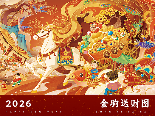 马年新年插画 | 金驹送财图