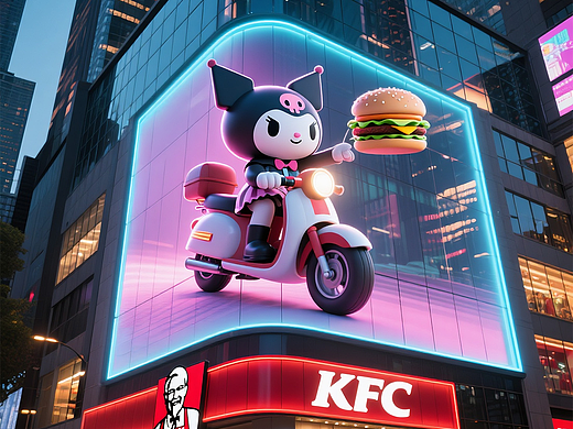 AIGC-肯德基✖三丽鸥联名的裸眼3D广告设计