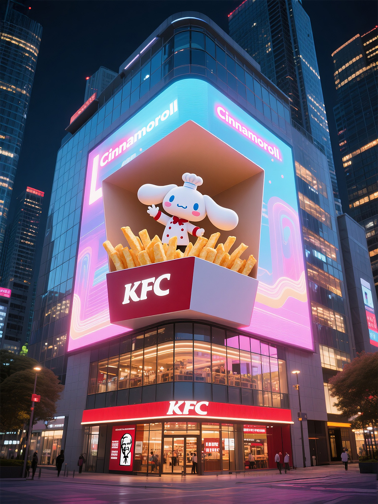 AIGC-肯德基✖三丽鸥联名的裸眼3D广告设计