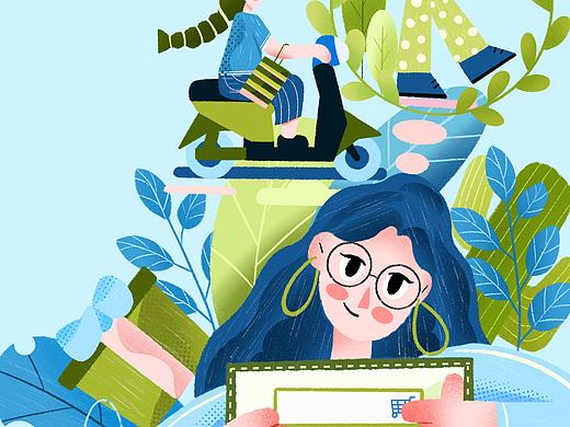 购物主题扁平风插画