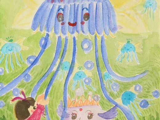 儿童画疗愈“水母一家”