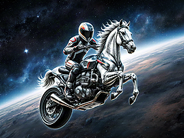 馬年摩托車手騎飛馬摩旅