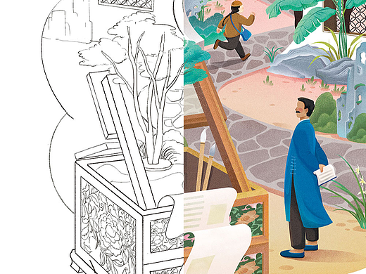 简爱插画绘制：《中学生》杂志名著配图（2024.10）