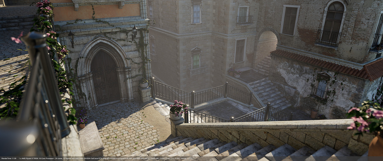 C4D + Arnold 欧式街巷光影渲染