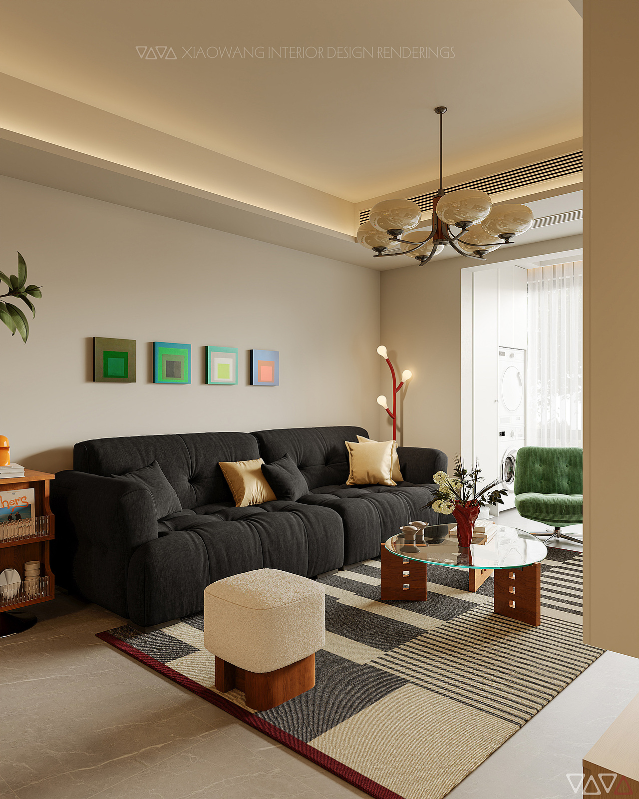 混搭风 客餐厅效果图（图ZMzk4NjMwMjcy） - 家装设计 - 站酷设计师地平线室内效果图原创素材 - 站酷ZCOOL